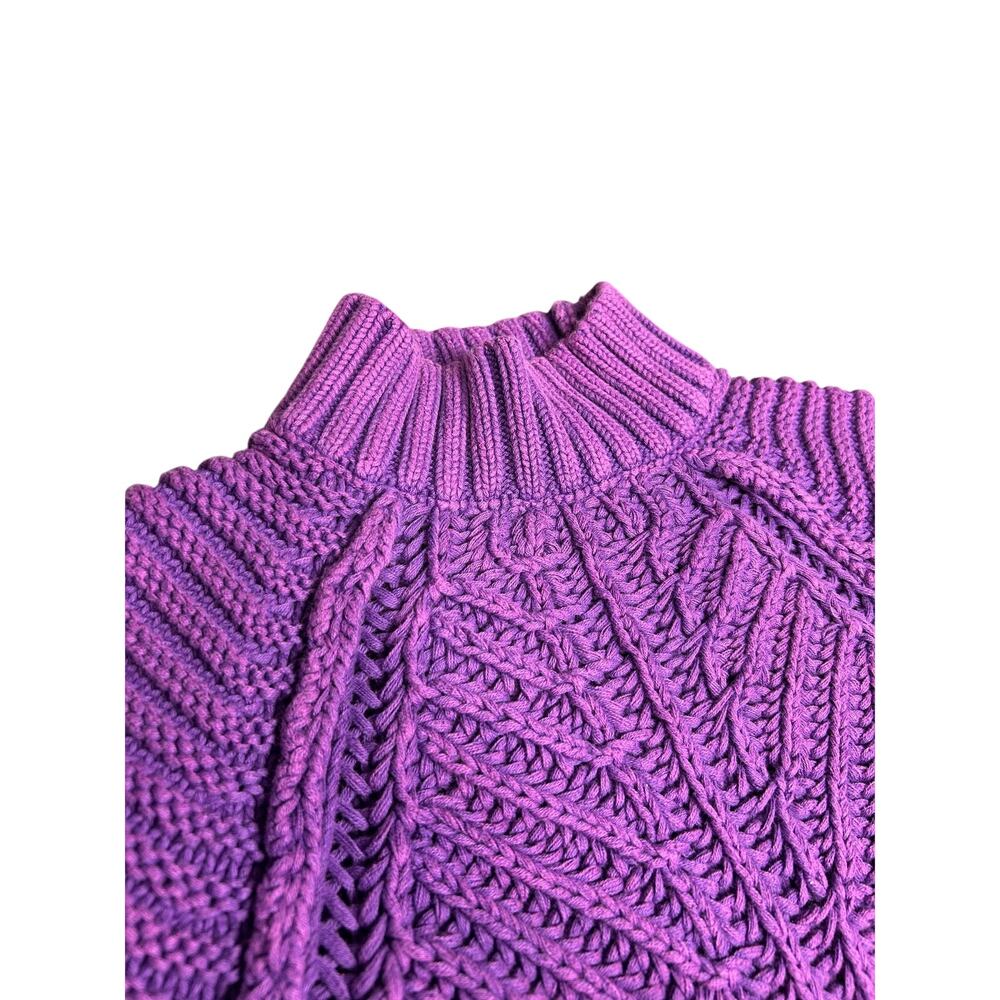 Free People Sweater Womens Small Purple Glowing Orchid Mock Neck Chunky Knit
